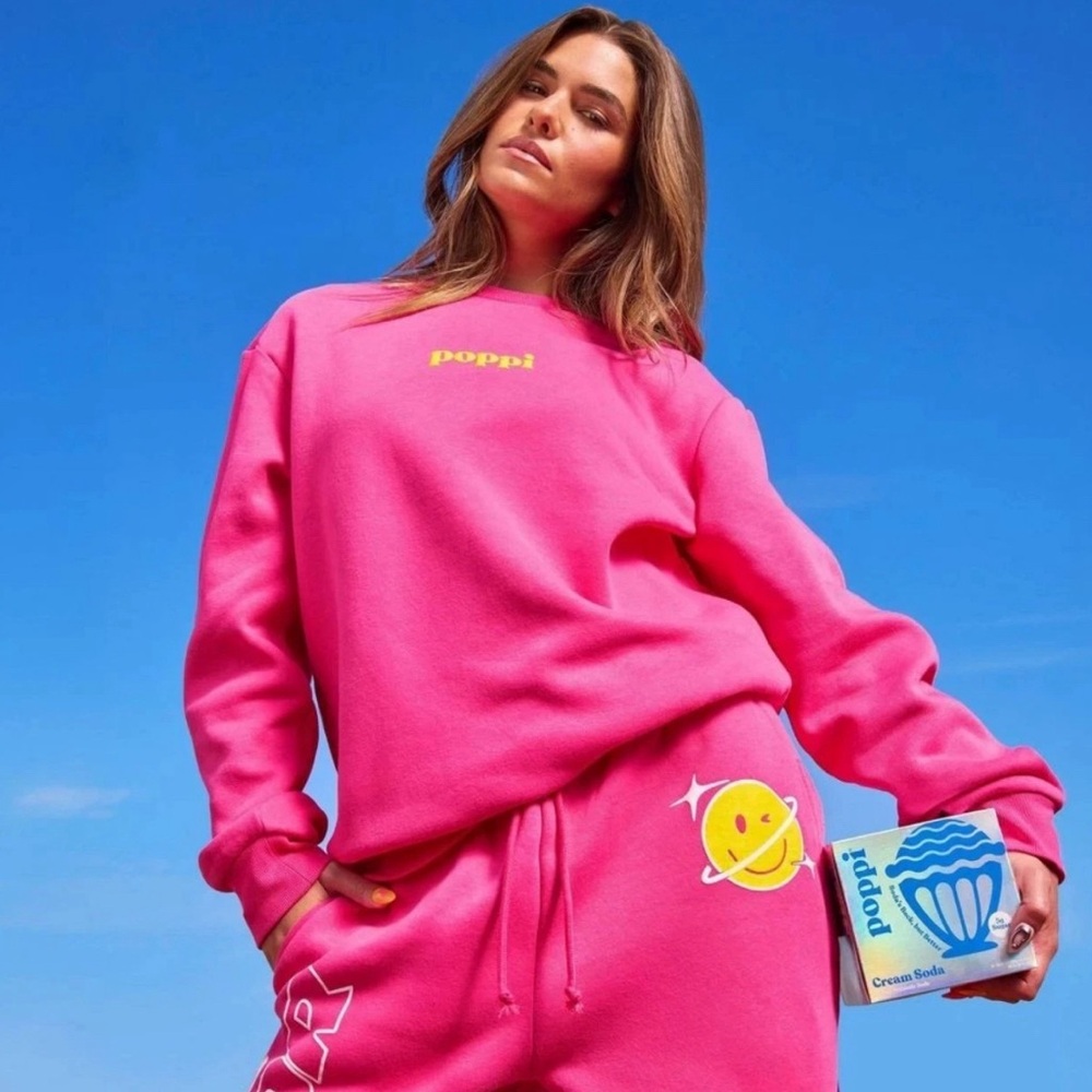 Adult Poppi Forever Icon Graphic Sweatshirt - Pink Size XX
